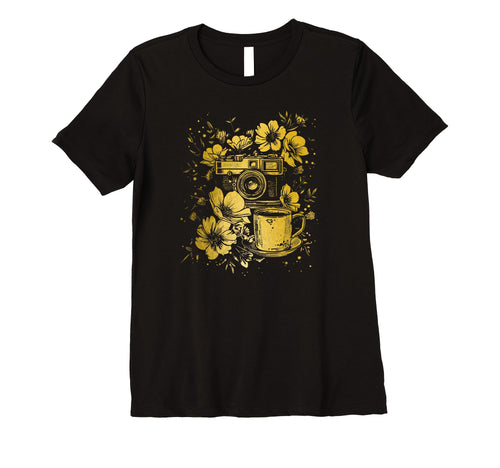 Womens Photographer Coffee Camera T-Shirt - Aesthetic Graphic Men Women - T-Shirt, Sweatshirt, Hoodie