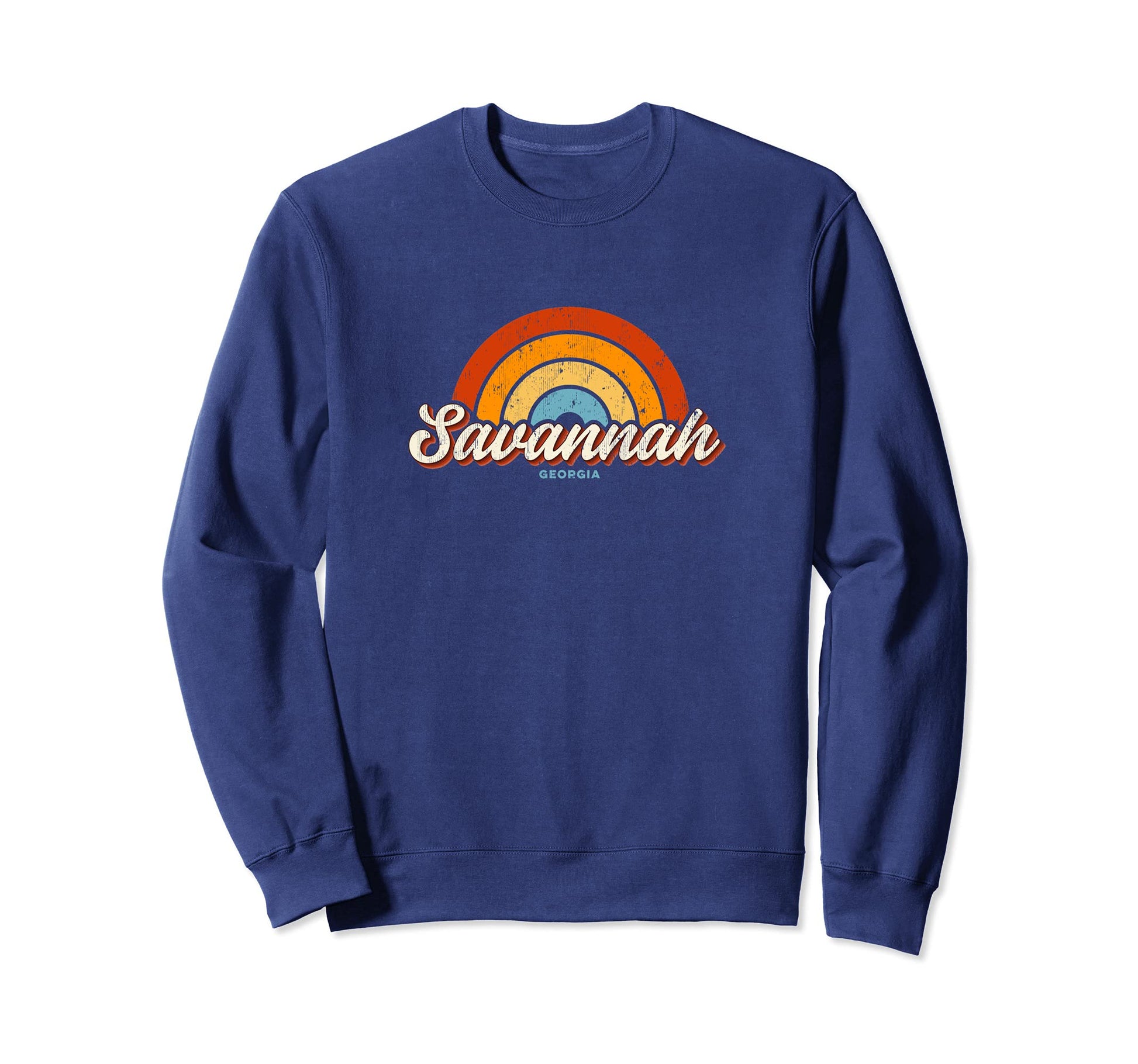 Savannah Georgia Ga Rainbow 70S Sweatshirt - Unique Graphic Men Women - T-Shirt, Sweatshirt, Hoodie
