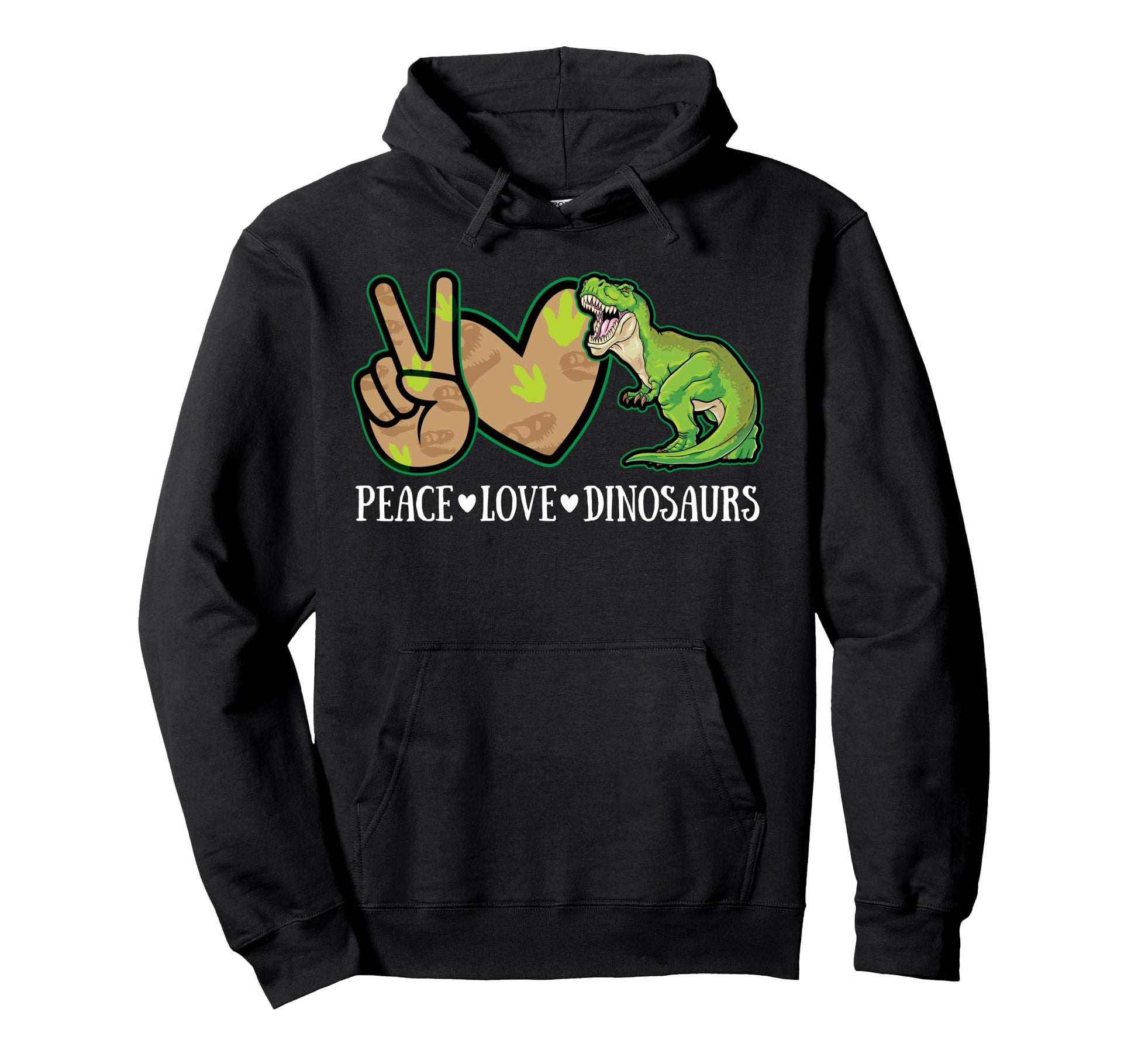 Peace Love Dinosaurs T Rex Dinosaur Hoodie - Minimalist Print Unisex - T-Shirt, Sweatshirt, Hoodie