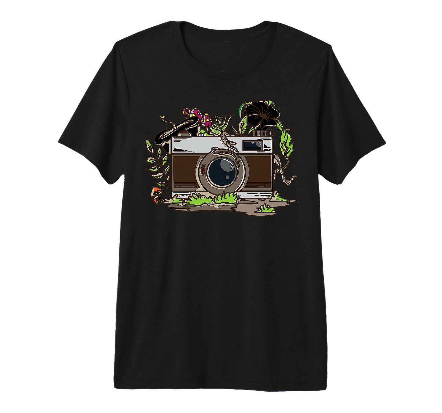 Camera Surrounded Foliage T-Shirt - Casual Everyday Wear Unisex - T-Shirt, Sweatshirt, Hoodie