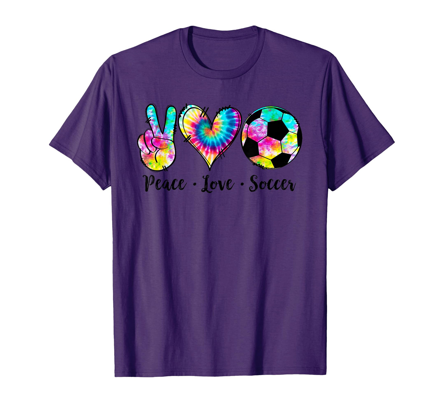 Peace Love Soccer Tie Dye Hippie Soccer T-Shirt - Graphic Print Unisex - T-Shirt, Sweatshirt, Hoodie