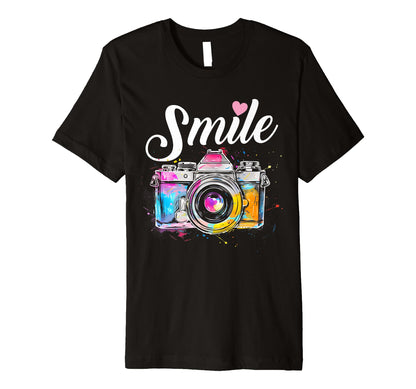 Photographer Smile Camera Funny T-Shirt - Custom Art Print for Adults - T-Shirt, Sweatshirt, Hoodie