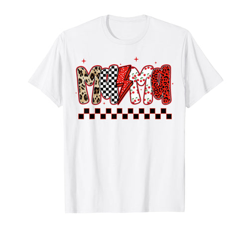 Mama Varsity Leopard Checker Mama Mothers T-Shirt - Novelty Apparel Unisex - T-Shirt, Sweatshirt, Hoodie