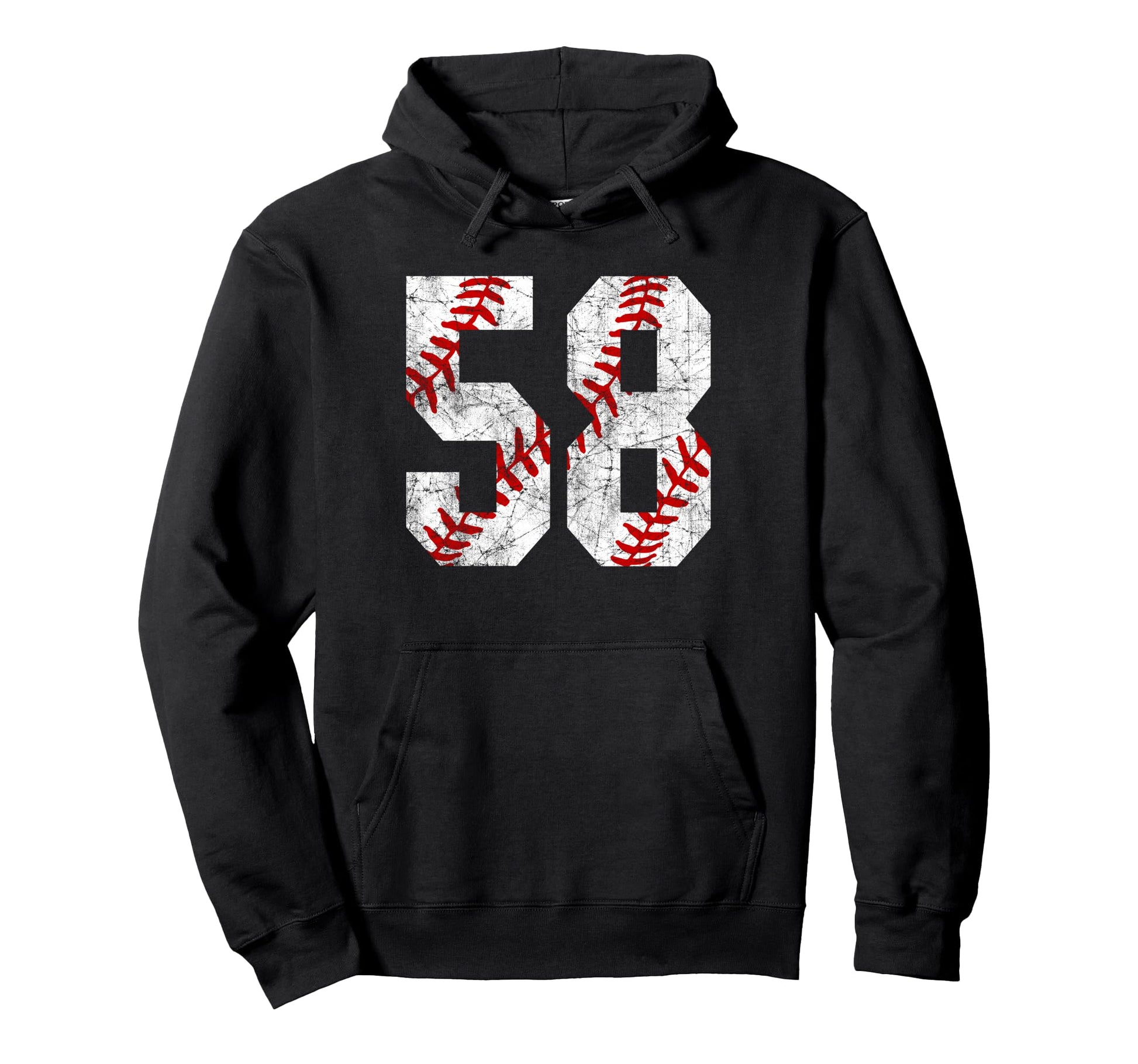 Distressed Baseball Number 58 Jersey Hoodie - Novelty Apparel Unisex - T-Shirt, Sweatshirt, Hoodie