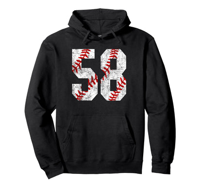 Distressed Baseball Number 58 Jersey Hoodie - Novelty Apparel Unisex - T-Shirt, Sweatshirt, Hoodie
