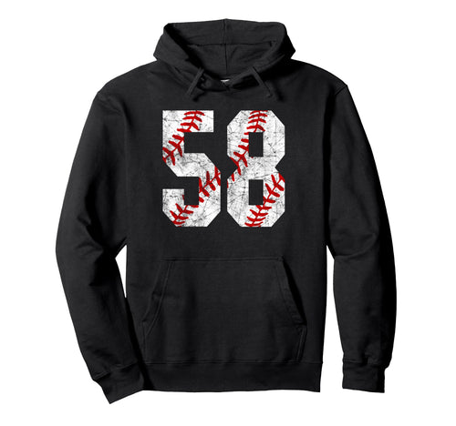 Distressed Baseball Number 58 Jersey Hoodie - Novelty Apparel Unisex - T-Shirt, Sweatshirt, Hoodie