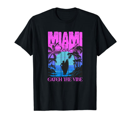 Miami Beach Souvenir Sunset T-Shirt - Casual Everyday Wear Men Women - T-Shirt, Sweatshirt, Hoodie