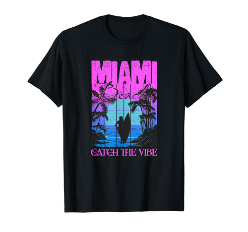 Miami Beach Souvenir Sunset T-Shirt - Casual Everyday Wear Men Women - T-Shirt, Sweatshirt, Hoodie