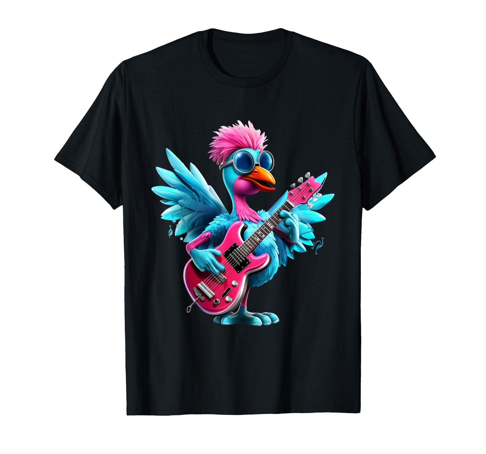 Rock And Roll Bird Electric Guitar T-Shirt - Fun Novelty Design for Adults - T-Shirt, Sweatshirt, Hoodie