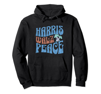 Kamala Harris Tim Walz 2024 60S Type Hoodie - Unique Graphic Unisex - T-Shirt, Sweatshirt, Hoodie