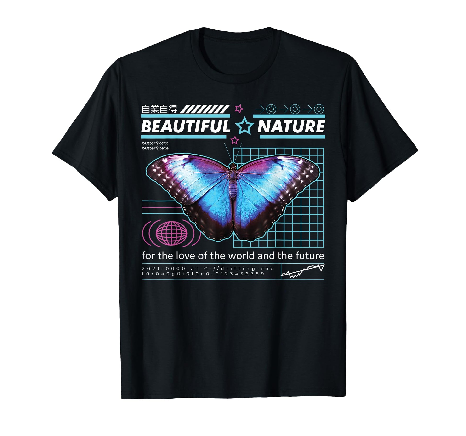 Vaporwave Beautiful Nature Butterfly T-Shirt - Fun Novelty Design Unisex - T-Shirt, Sweatshirt, Hoodie