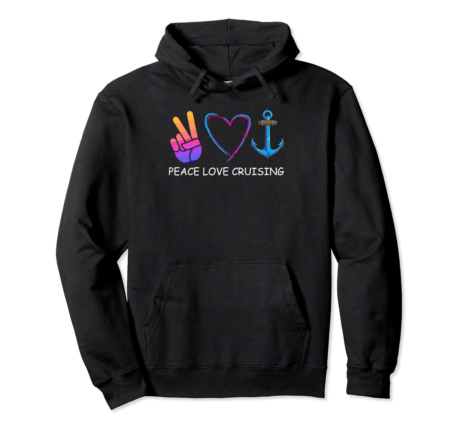 Peace Love Cruising Ship Hippie Hoodie - Novelty Apparel for Adults - T-Shirt, Sweatshirt, Hoodie