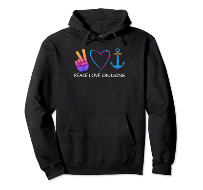 Peace Love Cruising Ship Hippie Hoodie - Novelty Apparel for Adults - T-Shirt, Sweatshirt, Hoodie