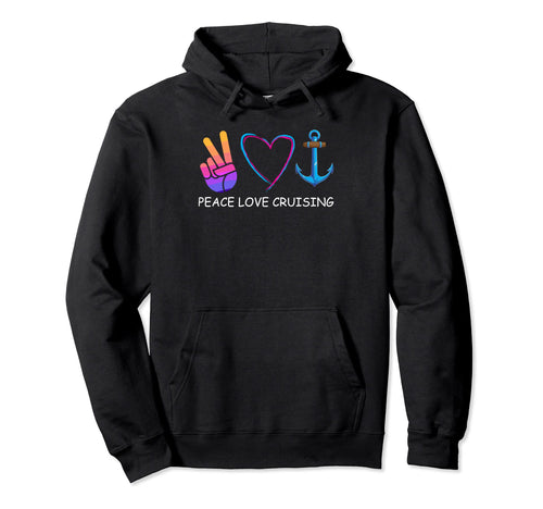 Peace Love Cruising Ship Hippie Hoodie - Novelty Apparel for Adults - T-Shirt, Sweatshirt, Hoodie