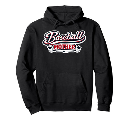 Baseball Mother Script Red White Blue Hoodie - Trendy Graphic Men Women - T-Shirt, Sweatshirt, Hoodie