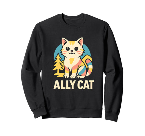 Gay Pride Cat Ally Rainbow Lgbtq Sweatshirt - Aesthetic Graphic Men Women - T-Shirt, Sweatshirt, Hoodie