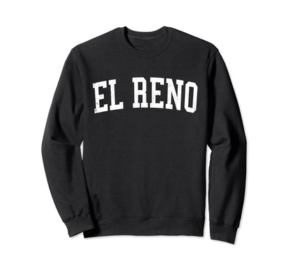 El Reno Ok Distressed White Varsity Sweatshirt - Novelty Apparel Unisex - T-Shirt, Sweatshirt, Hoodie