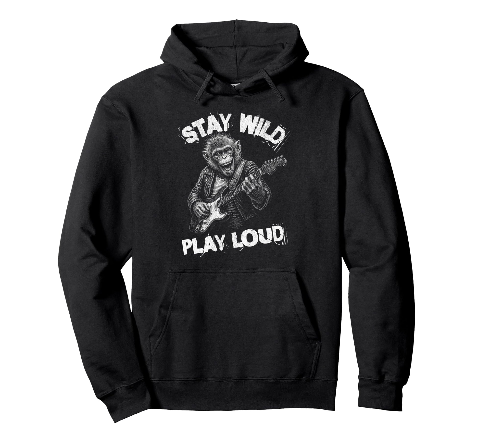 Play Loud Monkey Guitar Funny Animal Hoodie - Trendy Graphic Men Women - T-Shirt, Sweatshirt, Hoodie