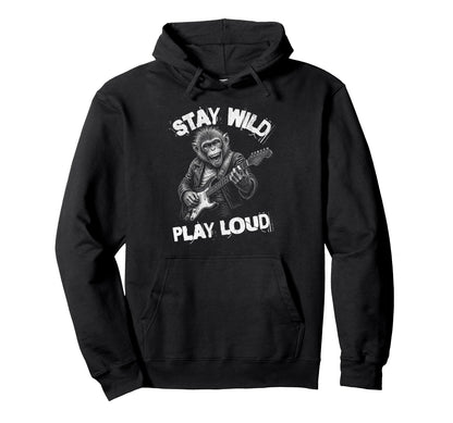Play Loud Monkey Guitar Funny Animal Hoodie - Trendy Graphic Men Women - T-Shirt, Sweatshirt, Hoodie
