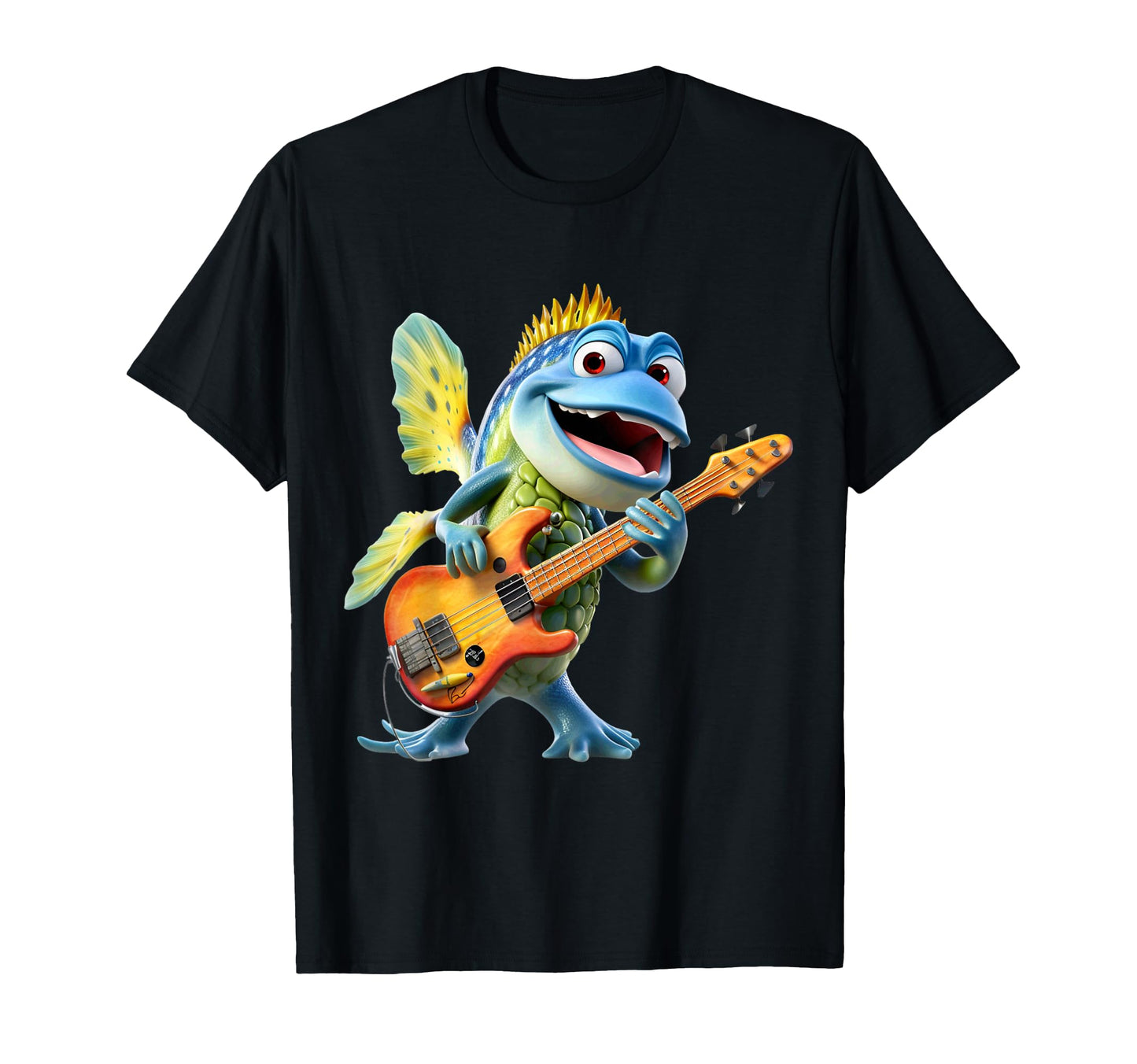Funny Fish Bass Guitar Player Rock Star T-Shirt - Trendy Graphic Unisex - T-Shirt, Sweatshirt, Hoodie