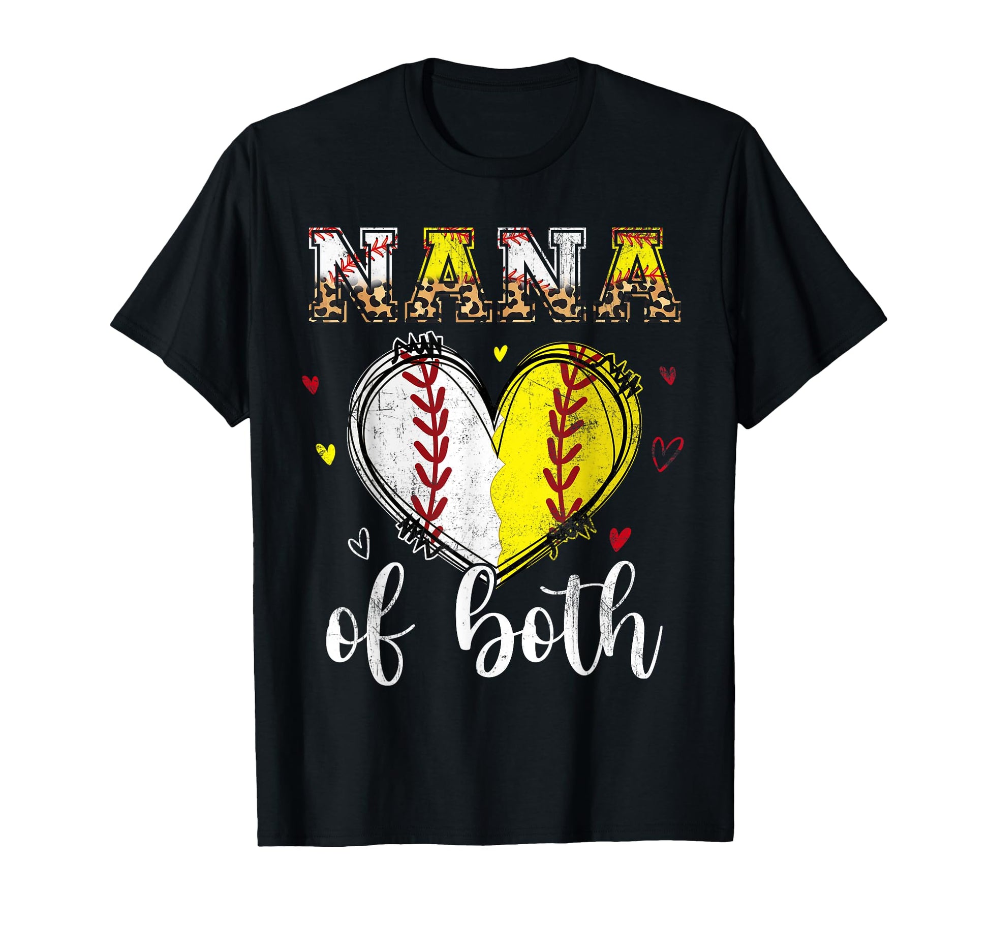 Nana Both Baseball Softball Heart T-Shirt - Unique Graphic for Adults - T-Shirt, Sweatshirt, Hoodie