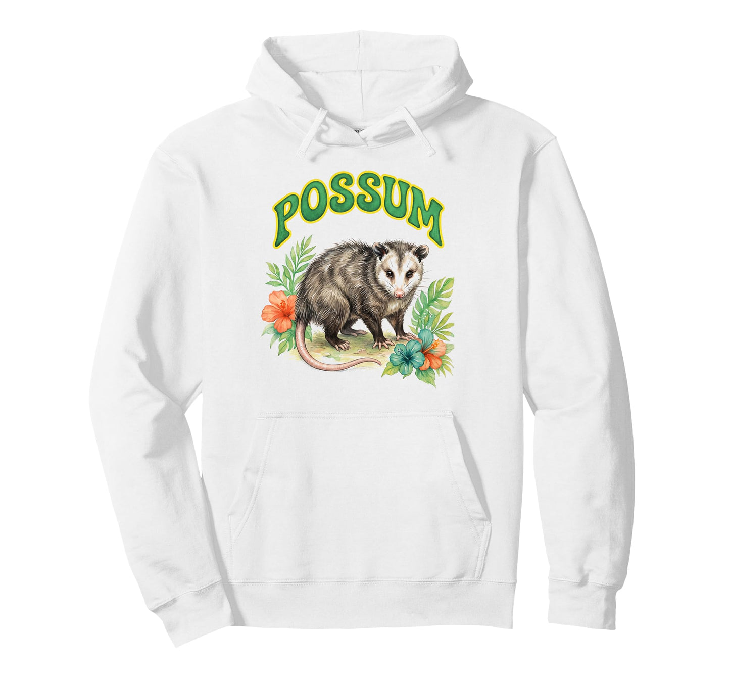 Opossum Groovy Floral Possum Hoodie - Casual Everyday Wear Men Women - T-Shirt, Sweatshirt, Hoodie