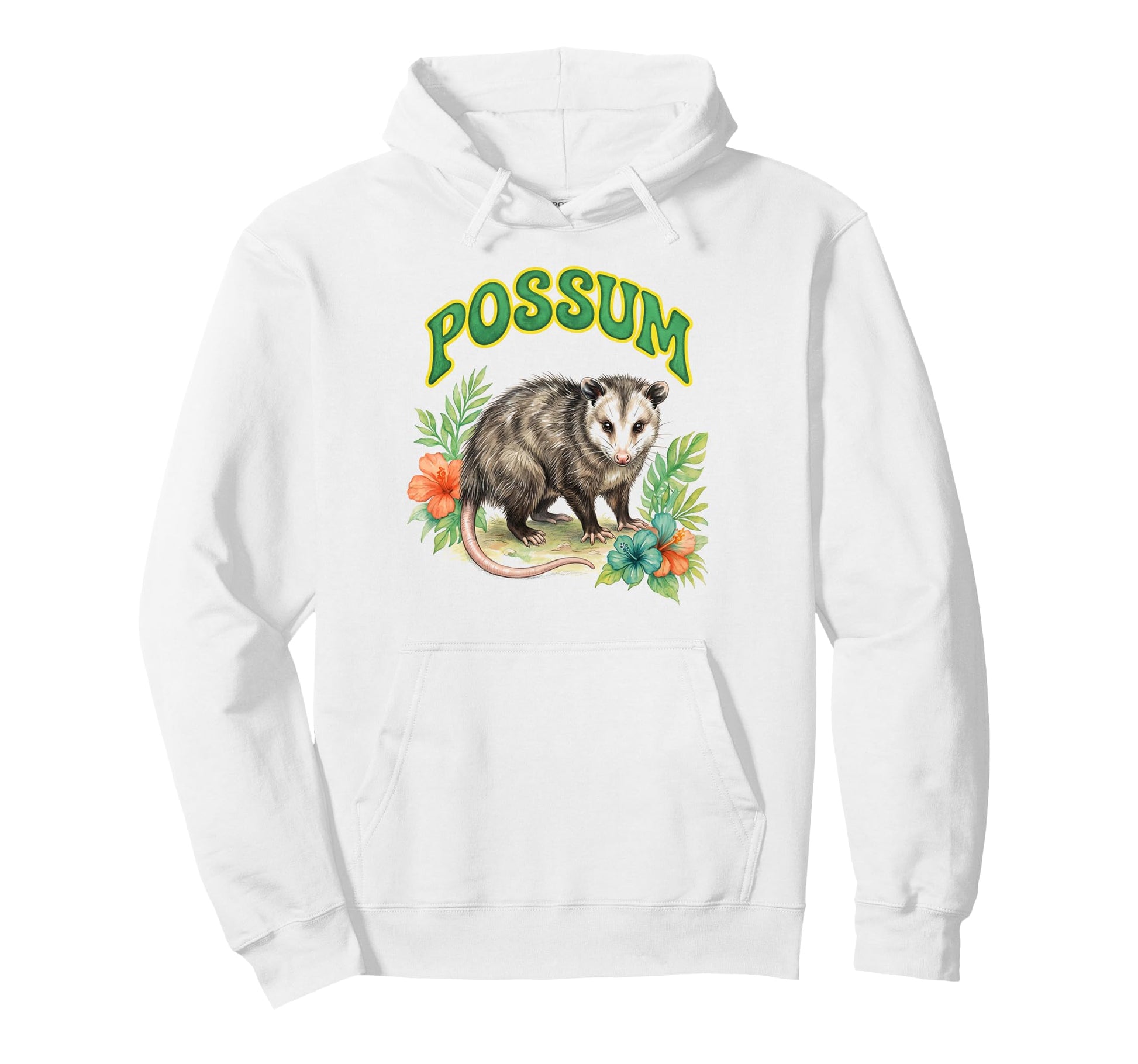 Opossum Groovy Floral Possum Hoodie - Casual Everyday Wear Men Women - T-Shirt, Sweatshirt, Hoodie