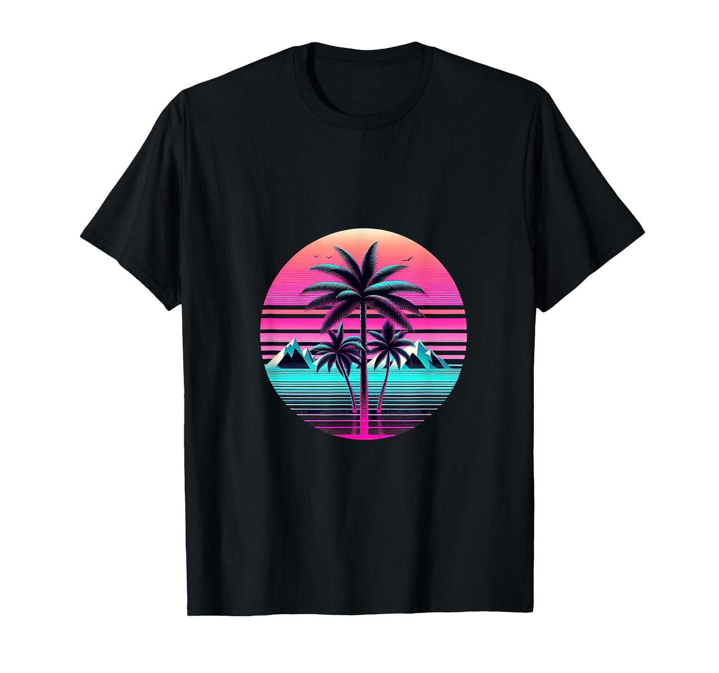 80S Vaporwave Aesthetic Palm Trees T-Shirt - Fun Novelty Design for Adults - T-Shirt, Sweatshirt, Hoodie