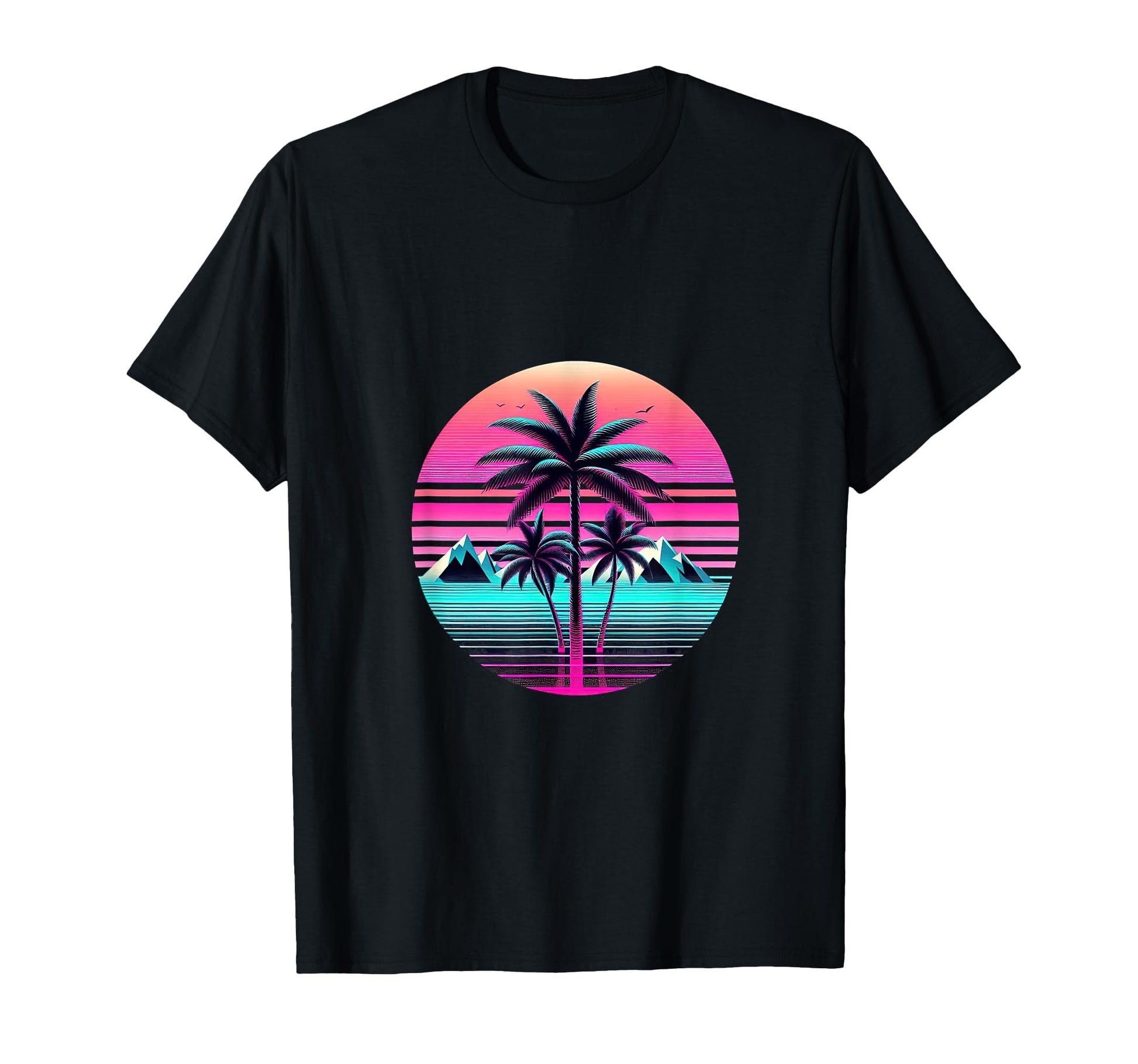 80S Vaporwave Aesthetic Palm Trees T-Shirt - Fun Novelty Design for Adults - T-Shirt, Sweatshirt, Hoodie