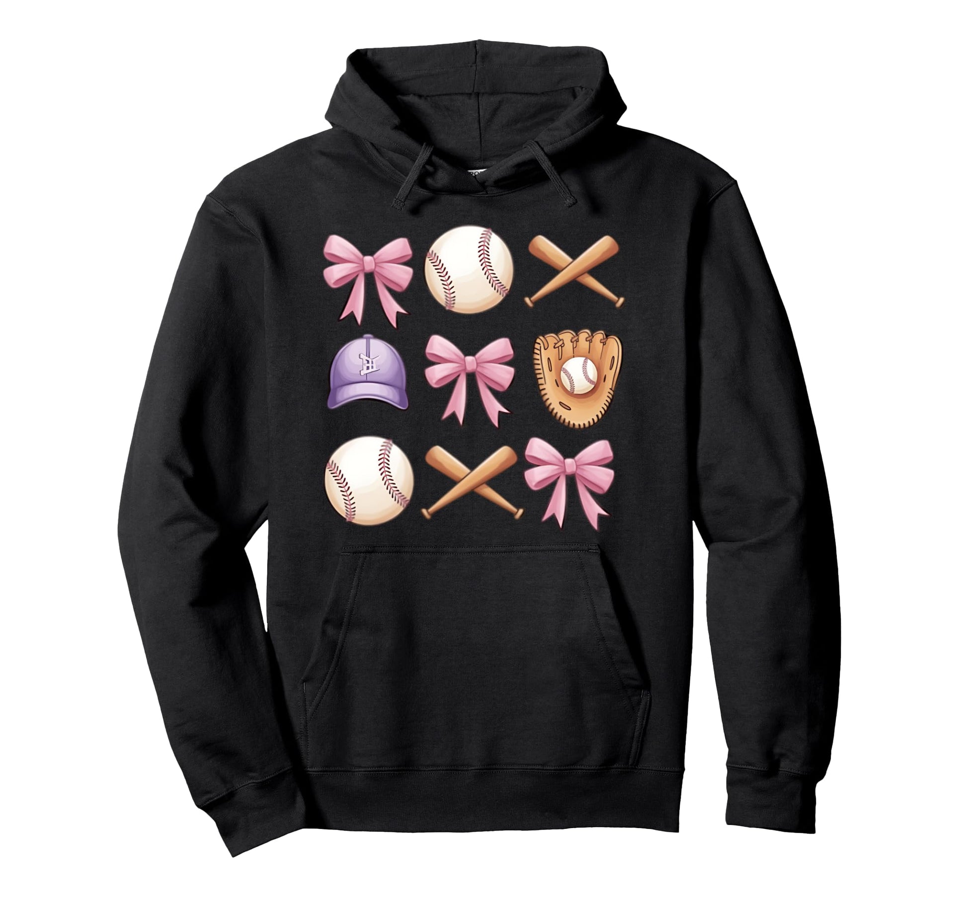 Baseball Coquette Bow Mom Sister Hoodie - Novelty Apparel Men Women - T-Shirt, Sweatshirt, Hoodie