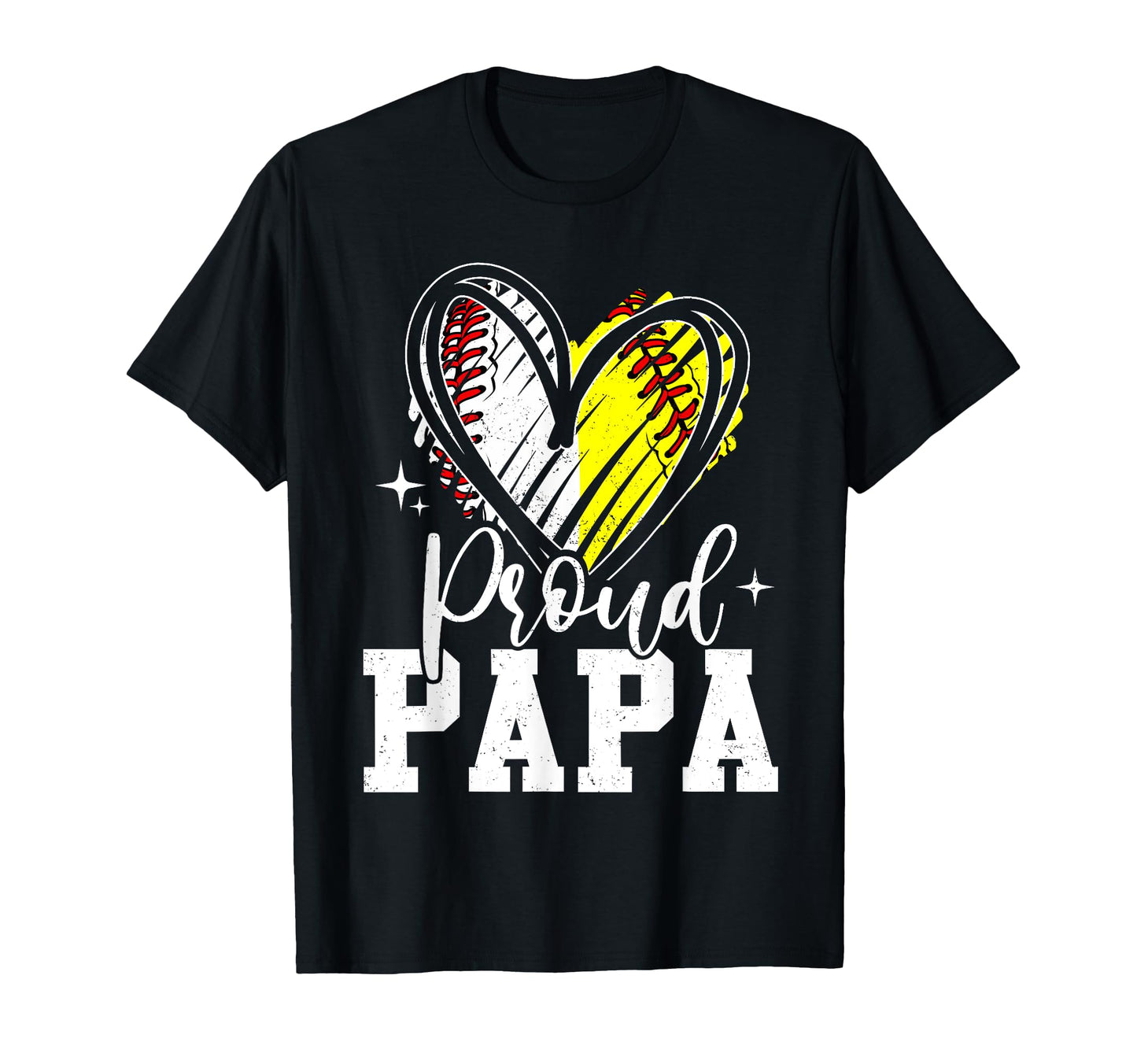 Proud Papa Baseball Softball Heart Papa T-Shirt - Streetwear Style Unisex - T-Shirt, Sweatshirt, Hoodie