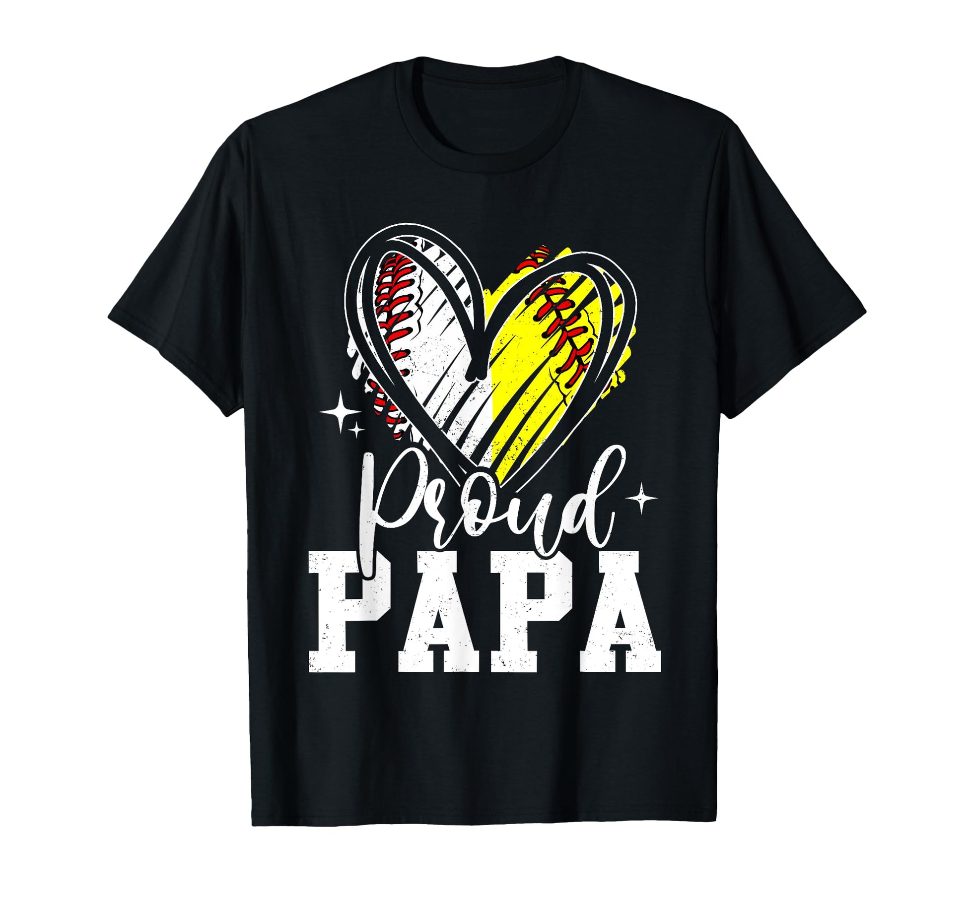 Proud Papa Baseball Softball Heart Papa T-Shirt - Streetwear Style Unisex - T-Shirt, Sweatshirt, Hoodie