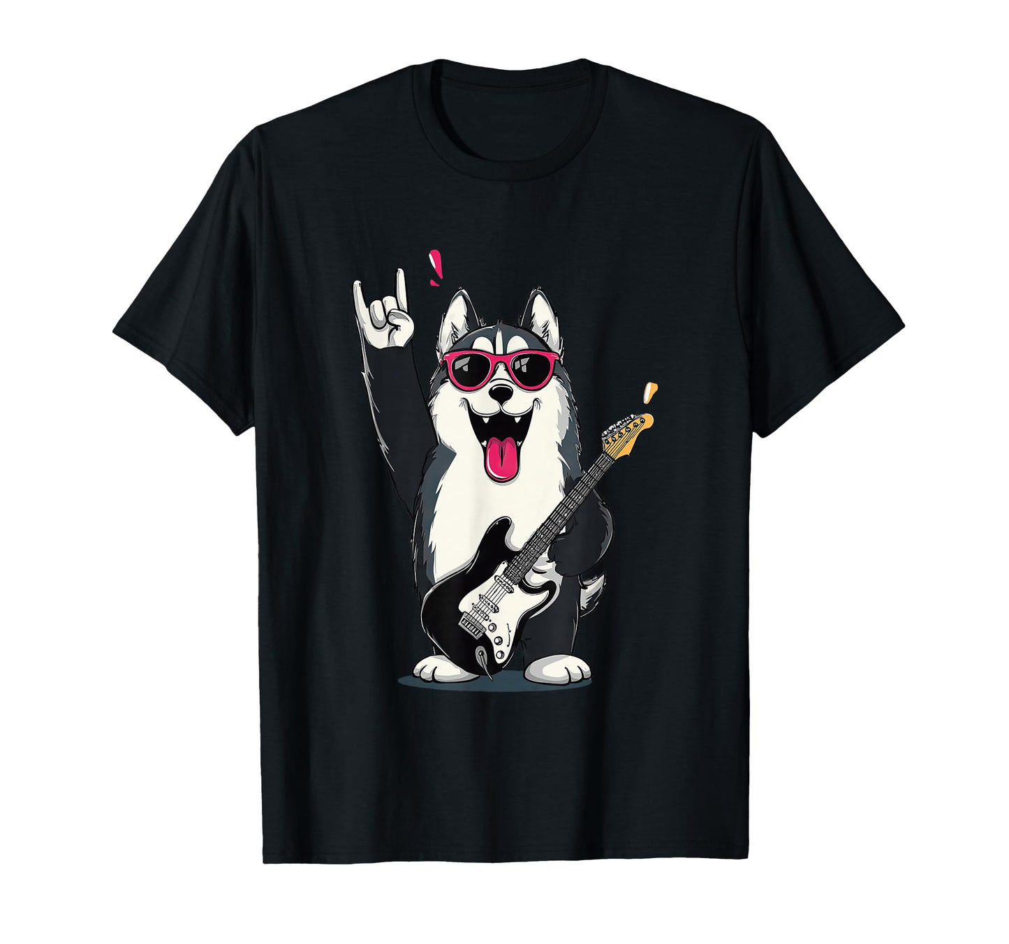 Husky Dog Rock Music Guitar Player T-Shirt - Aesthetic Graphic Unisex - T-Shirt, Sweatshirt, Hoodie