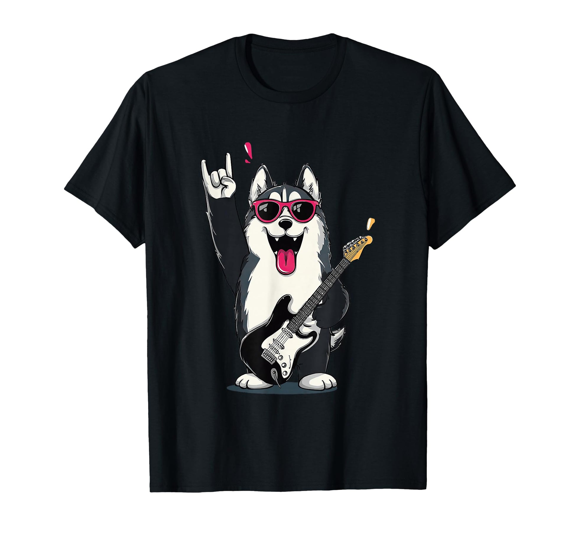 Husky Dog Rock Music Guitar Player T-Shirt - Aesthetic Graphic Unisex - T-Shirt, Sweatshirt, Hoodie