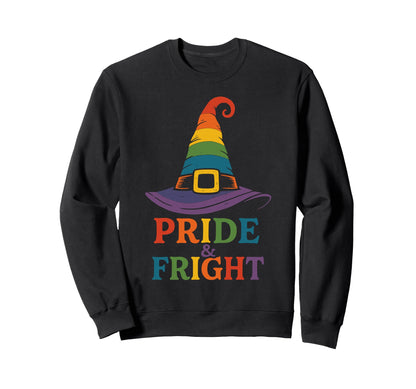 Pride And Fright Rainbow Witch Hat Sweatshirt - Trendy Graphic Unisex - T-Shirt, Sweatshirt, Hoodie