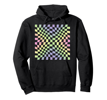Groovy Checkered Checker Checkerboard Hoodie - Streetwear Style Unisex - T-Shirt, Sweatshirt, Hoodie
