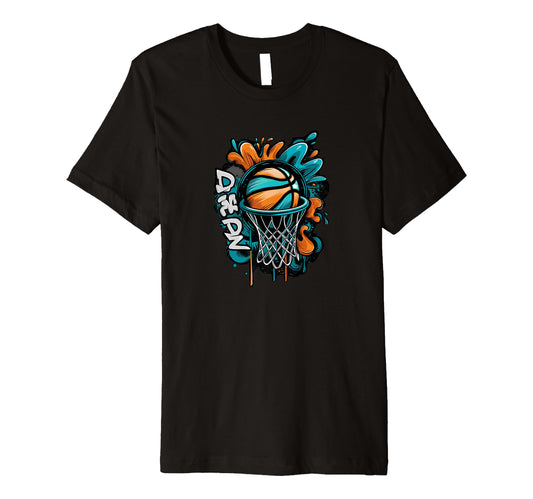 Basketball Hoop Graffiti Colorful T-Shirt - Minimalist Print Men Women - T-Shirt, Sweatshirt, Hoodie