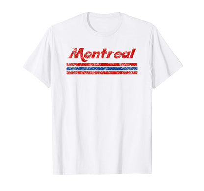 Montreal Canada Weathered Stripe T-Shirt - Aesthetic Graphic for Adults - T-Shirt, Sweatshirt, Hoodie