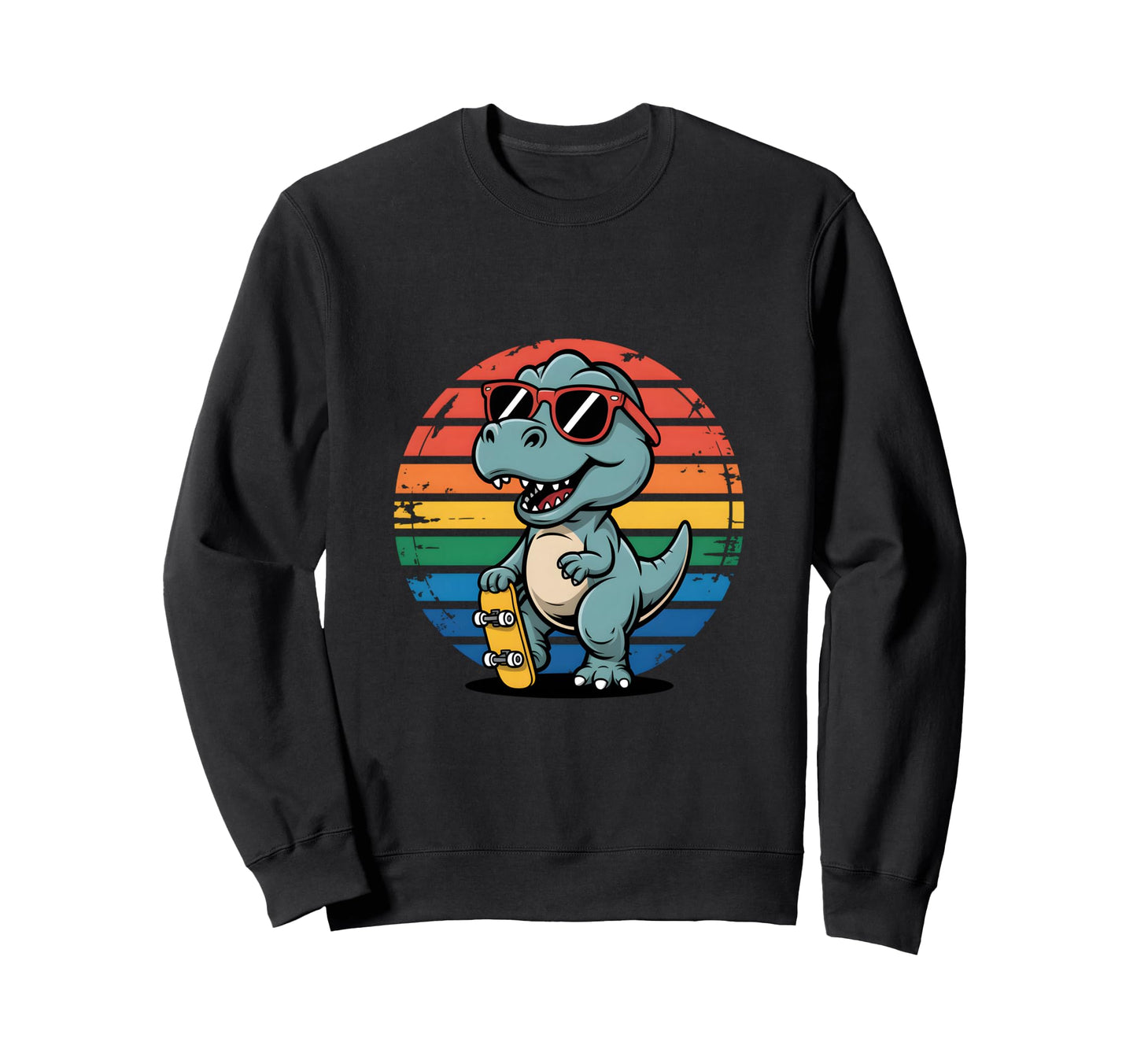 T Rex Skater Sunglasses Sunset Sweatshirt - Custom Art Print for Adults - T-Shirt, Sweatshirt, Hoodie