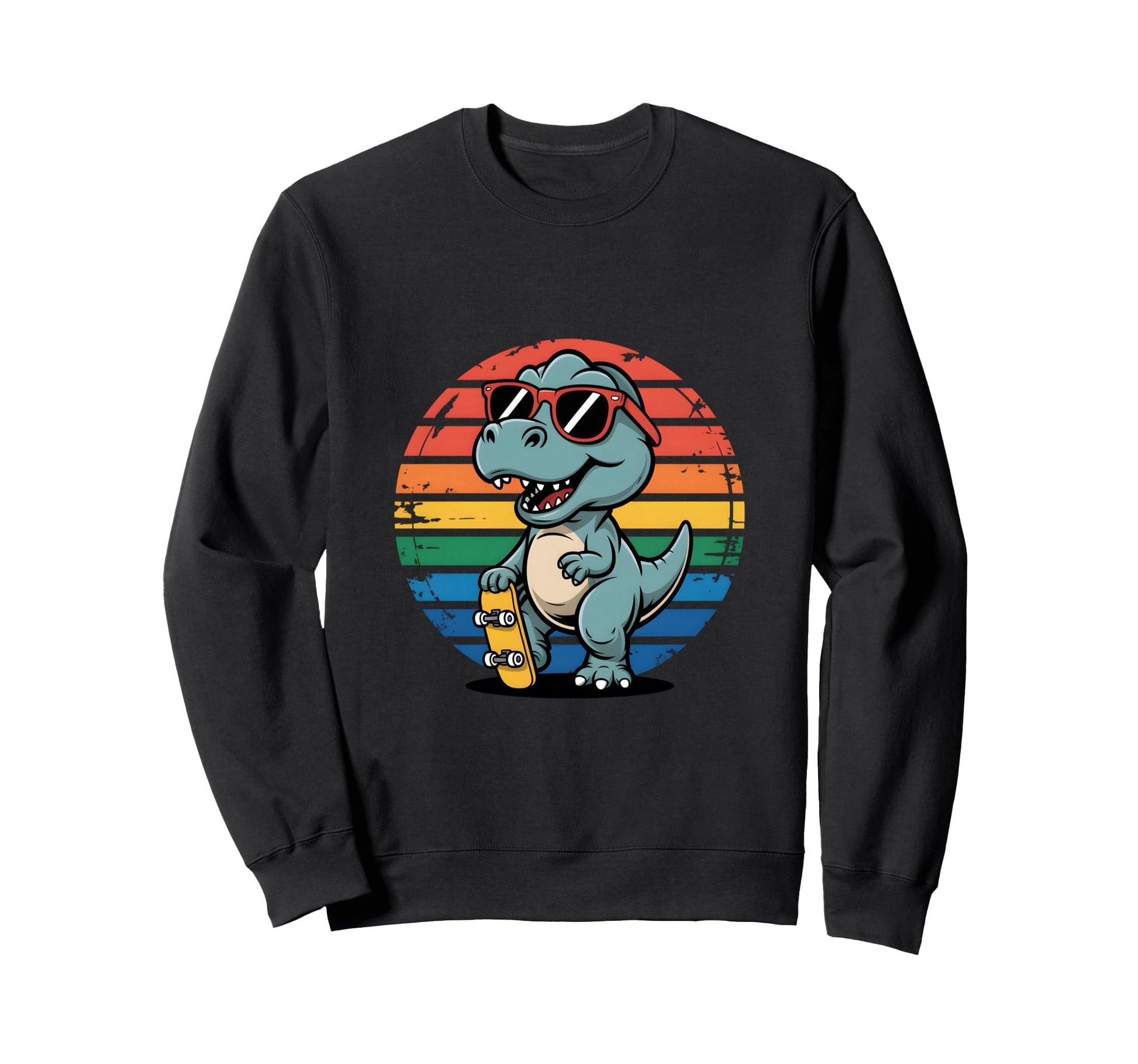 T Rex Skater Sunglasses Sunset Sweatshirt - Custom Art Print for Adults - T-Shirt, Sweatshirt, Hoodie