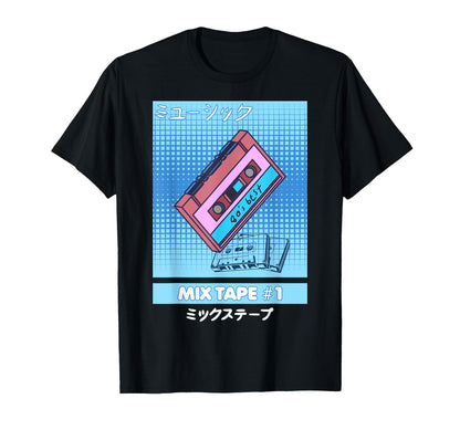 Mix Tape 80S Japanese Kanji Aesthetic T-Shirt - Trendy Graphic Unisex - T-Shirt, Sweatshirt, Hoodie