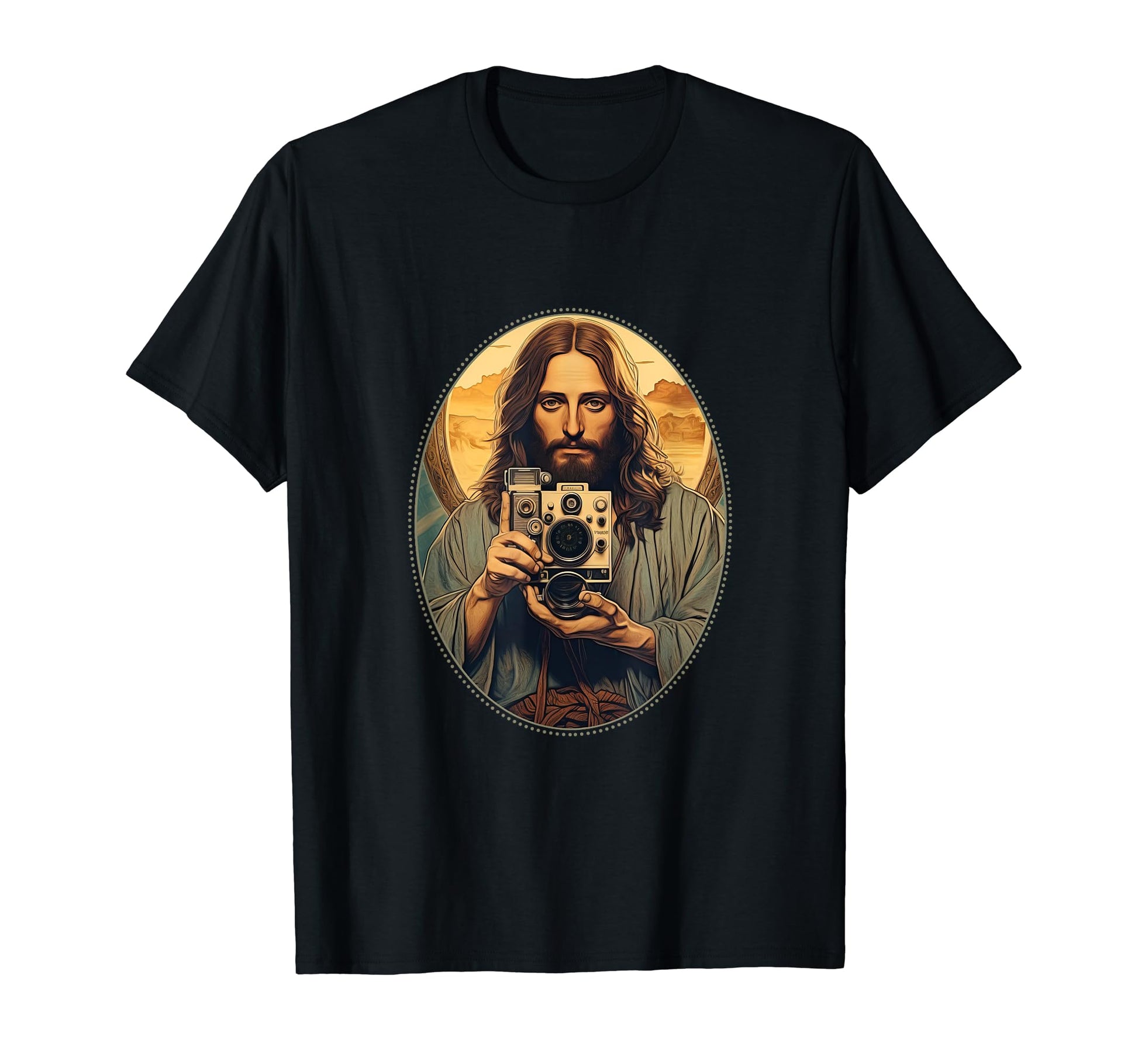 Jesus Snuggling Camera Christian T-Shirt - Fun Novelty Design Men Women - T-Shirt, Sweatshirt, Hoodie
