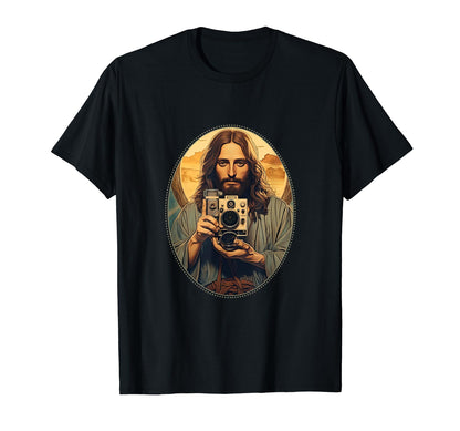 Jesus Snuggling Camera Christian T-Shirt - Fun Novelty Design Men Women - T-Shirt, Sweatshirt, Hoodie
