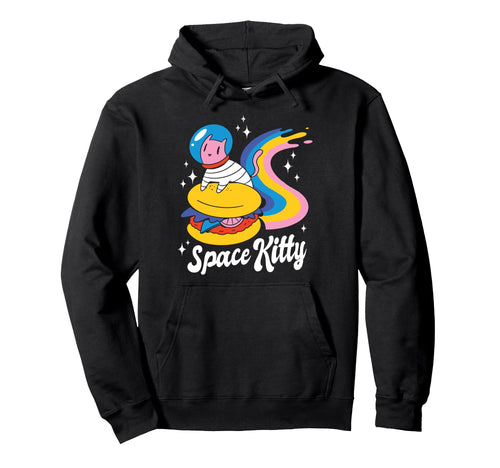 Space Kitty Astronaut Cheeseburger Hoodie - Custom Art Print Men Women - T-Shirt, Sweatshirt, Hoodie