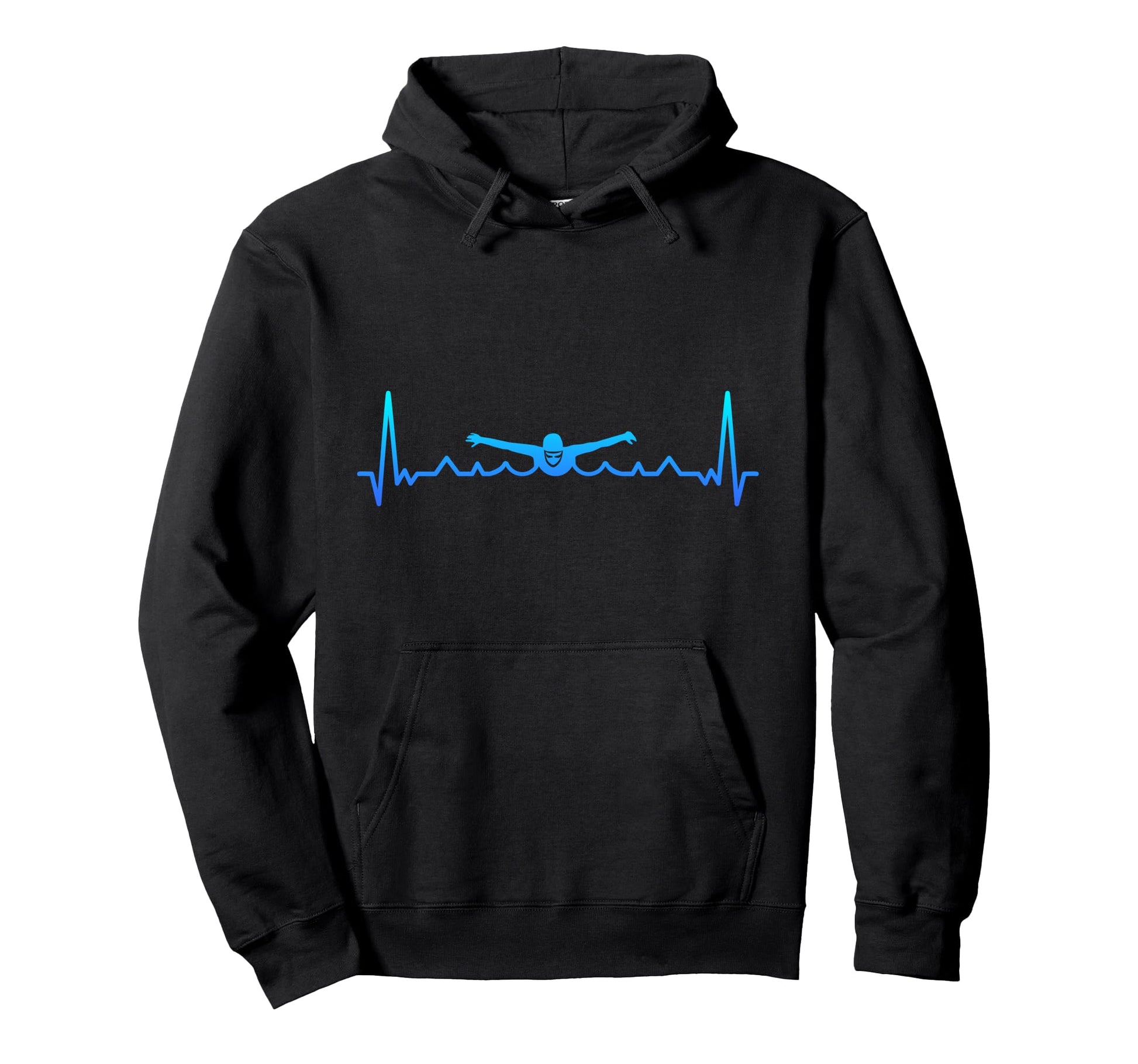 Swimming Heartbeat Gift Swimmer Dad Hoodie - Graphic Print Men Women - T-Shirt, Sweatshirt, Hoodie