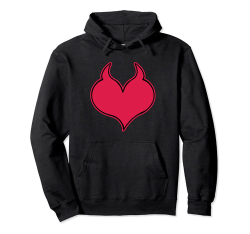 Devil Red Heart Horns Soft Grunge Goth Hoodie - Minimalist Print Men Women - T-Shirt, Sweatshirt, Hoodie