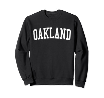 Oakland Tn Distressed White Varsity Sweatshirt - Streetwear Style Unisex - T-Shirt, Sweatshirt, Hoodie