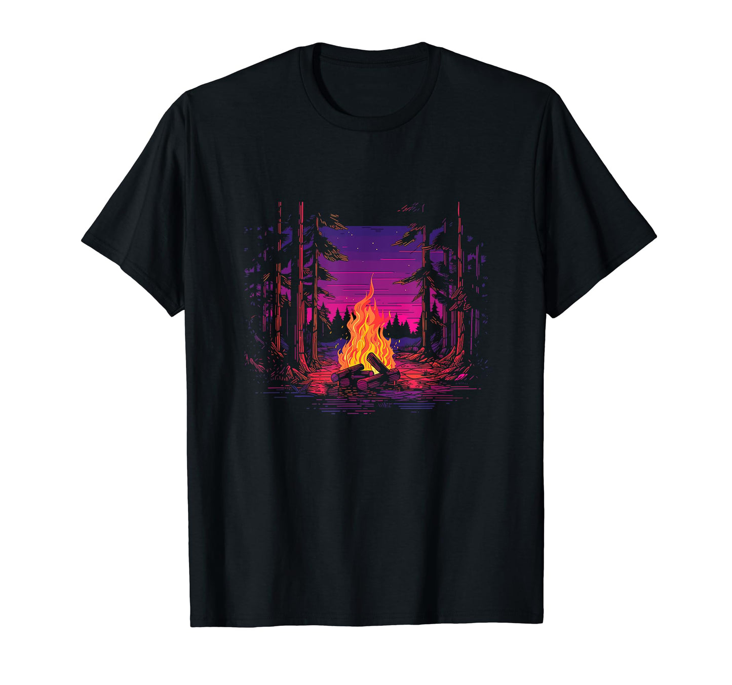 Vaporwave Campfire Indie Aesthetic T-Shirt - Custom Art Print for Adults - T-Shirt, Sweatshirt, Hoodie