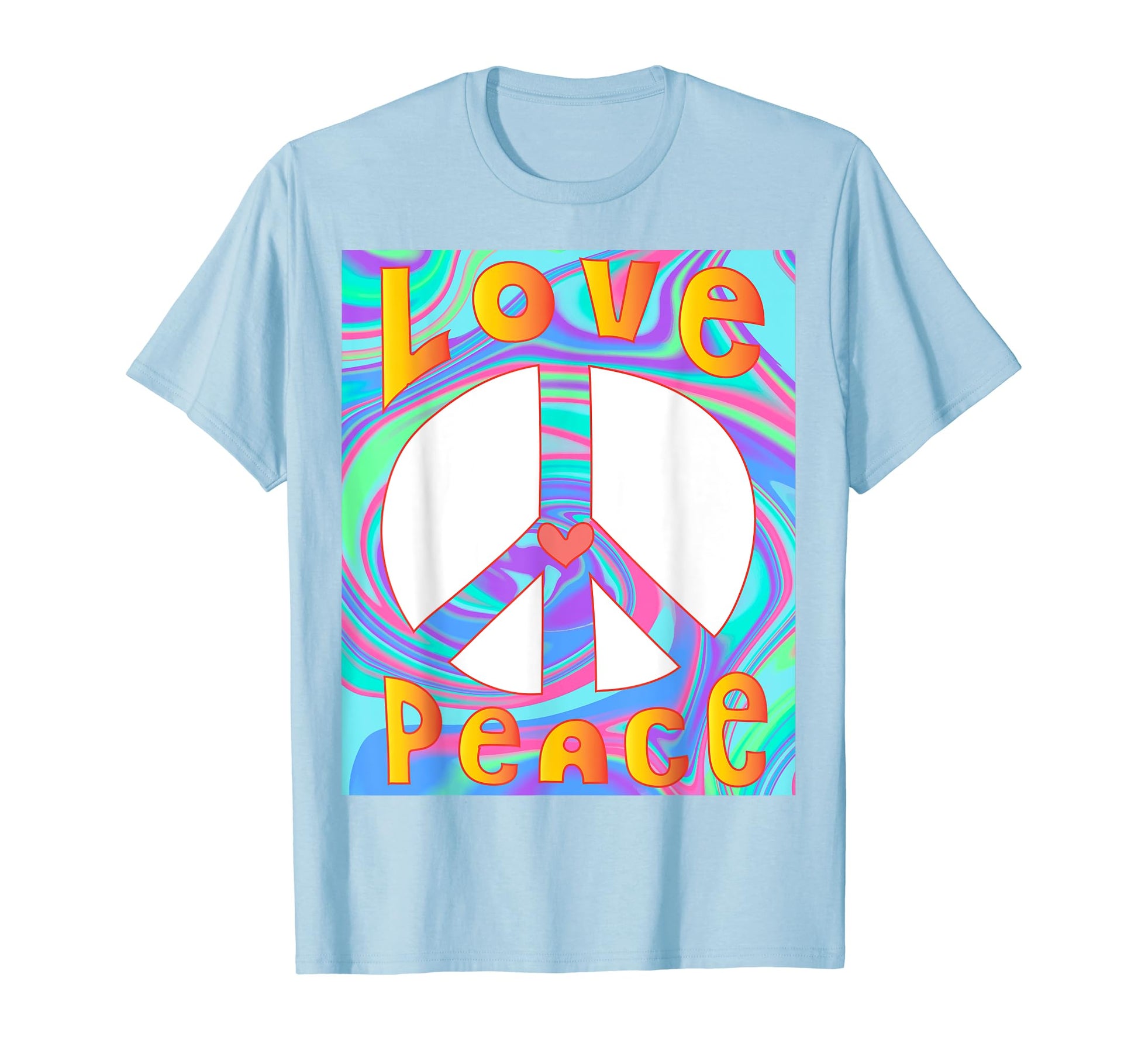 Peace Sign Love 60S 70S Tie Dye Hippie T-Shirt - Custom Art Print Unisex - T-Shirt, Sweatshirt, Hoodie