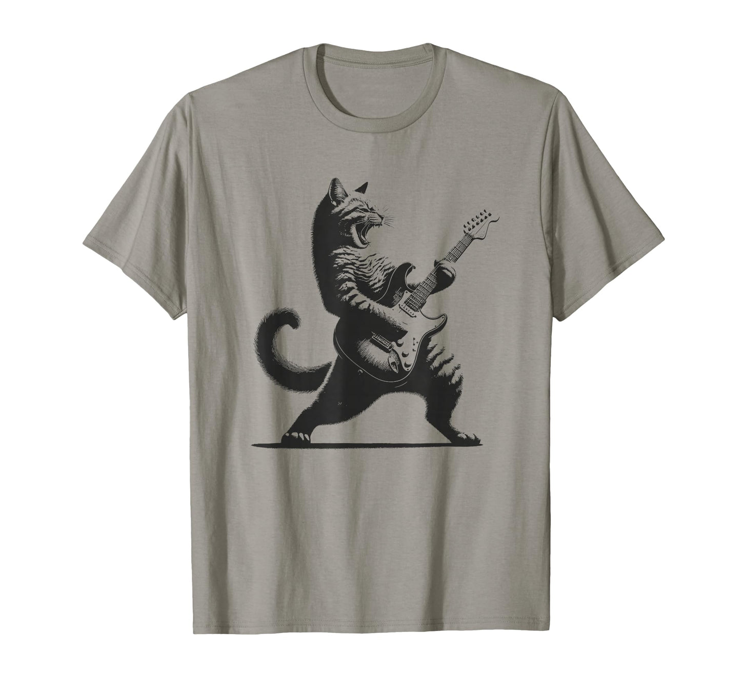 Cat Playing Guitar Music Lover Rock T-Shirt - Novelty Apparel for Adults - T-Shirt, Sweatshirt, Hoodie